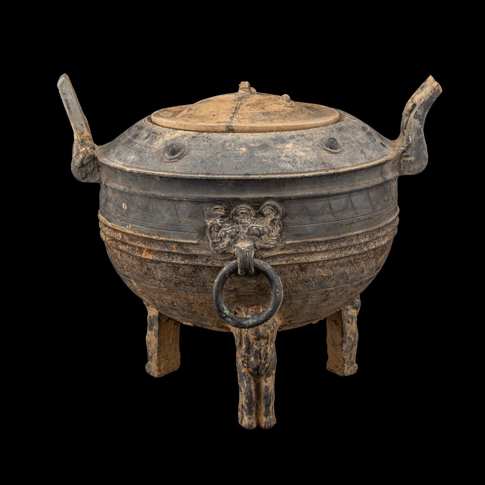 A Chinese Grey Pottery Ding Vessel