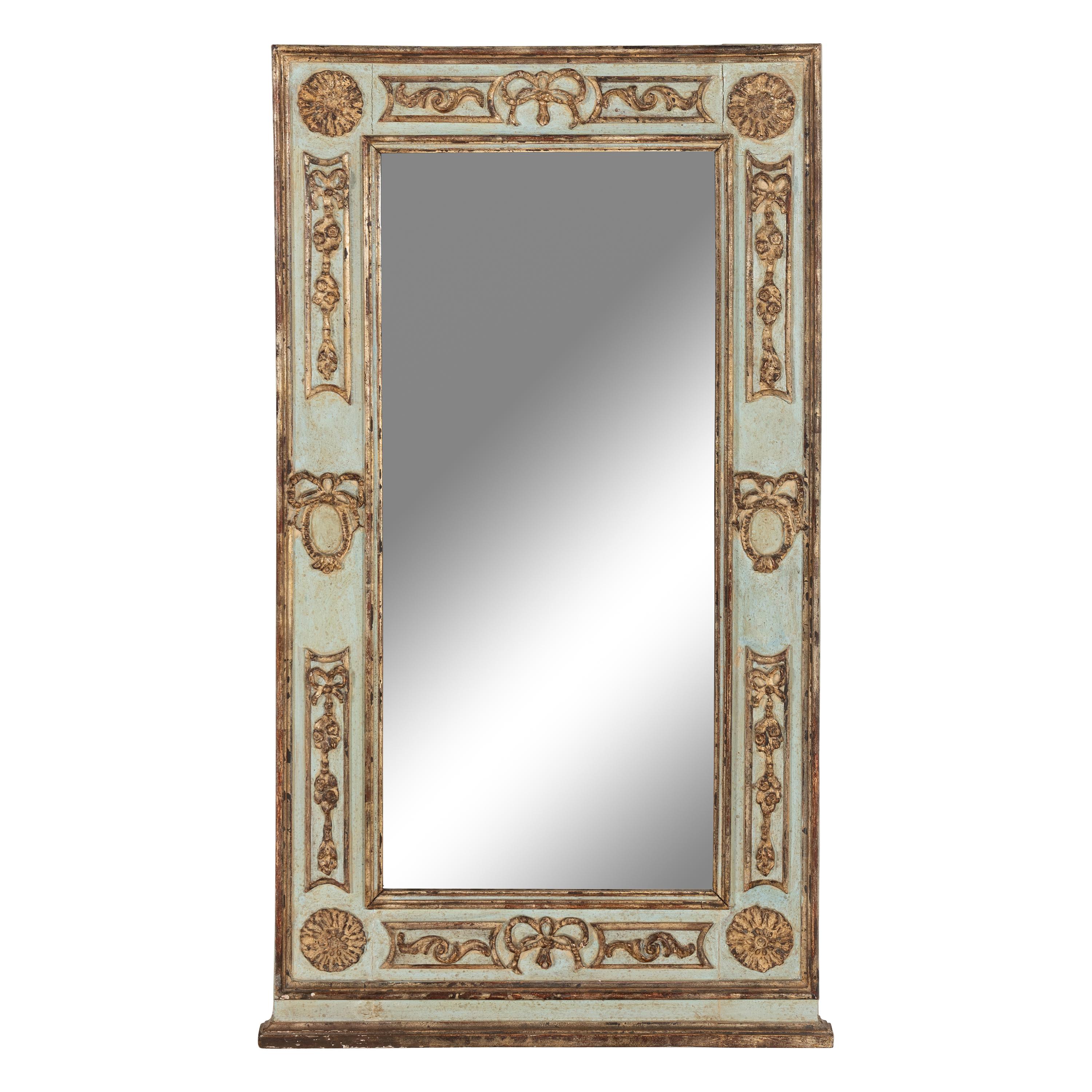 An Italian Grey-Painted Marble-Top Console Table and Associated Mirror
