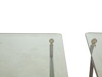 A Pair of Modernist Steel and Brass Glass-Top Side Tables — 20th Century