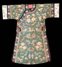 A Jade Green Ground Kesi Silk Lady's Robe, Cheongsam