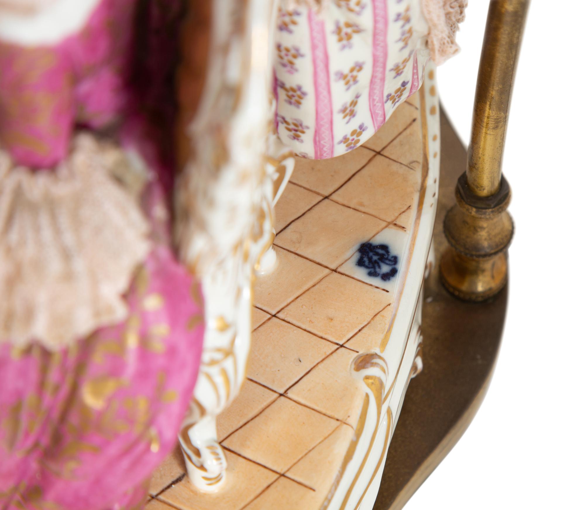 A Dresden Porcelain Figural Group Mounted as a Lamp — 19th/20th Century
