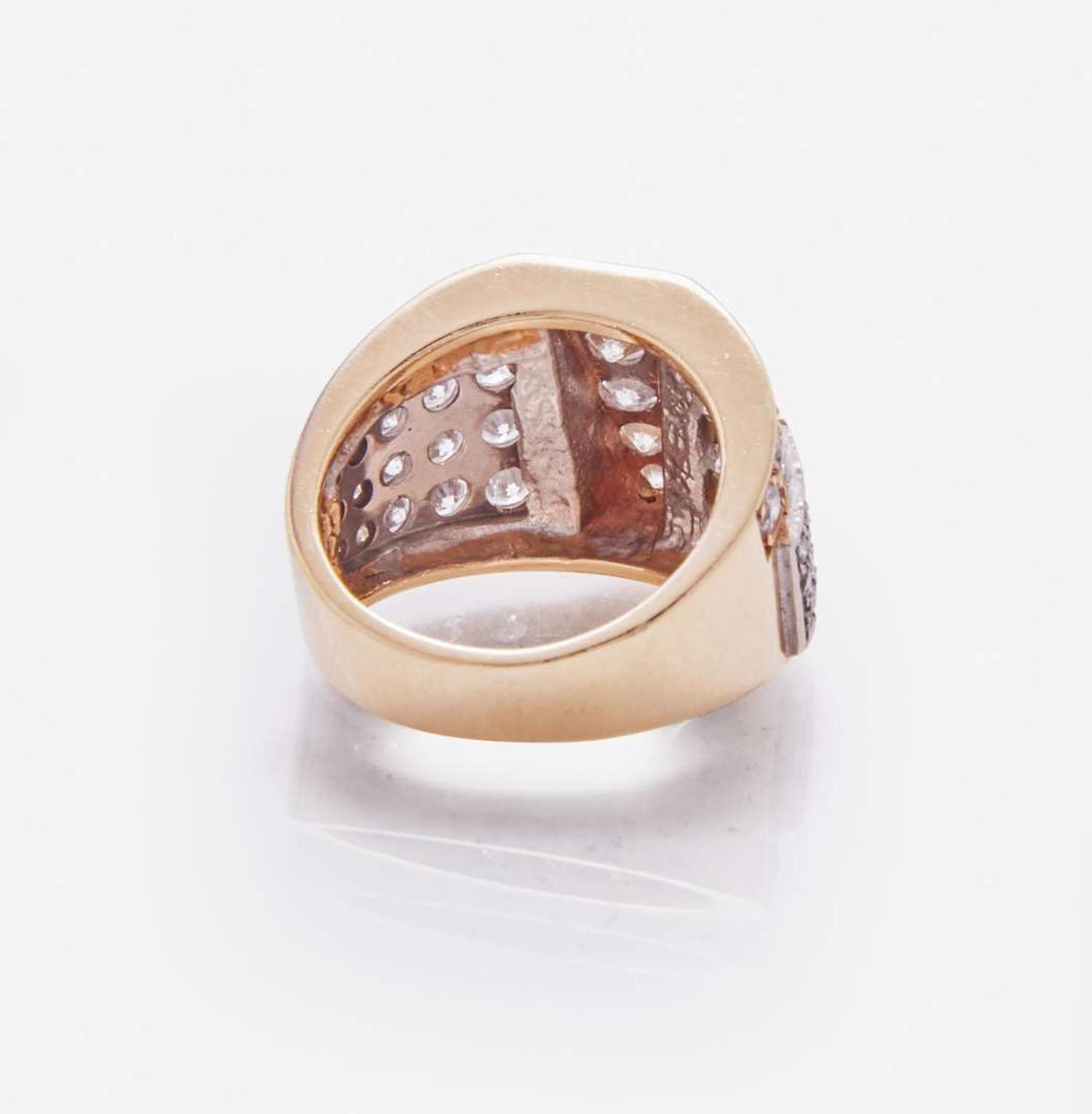 A 14K Yellow Gold and Diamond Ring