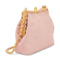 Chanel, Kisslock Bag in Quilted Pink Suede