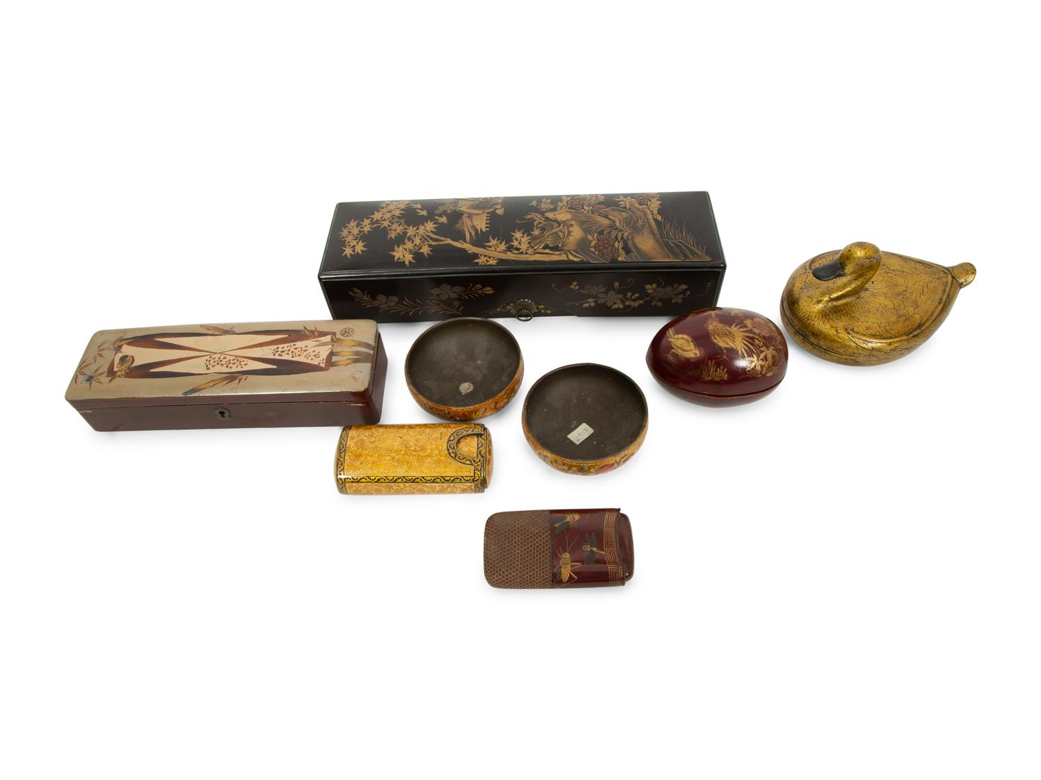 Eight Pieces of Asian Lacquer Work