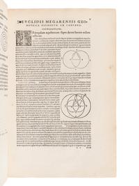 EUCLID (fl. ca 300 B.C.). Euclidis Megarensis Mathematici Clarissimi Elementorum Geometricorum Libri XV … Basel: Johann Herwagen, 1537.