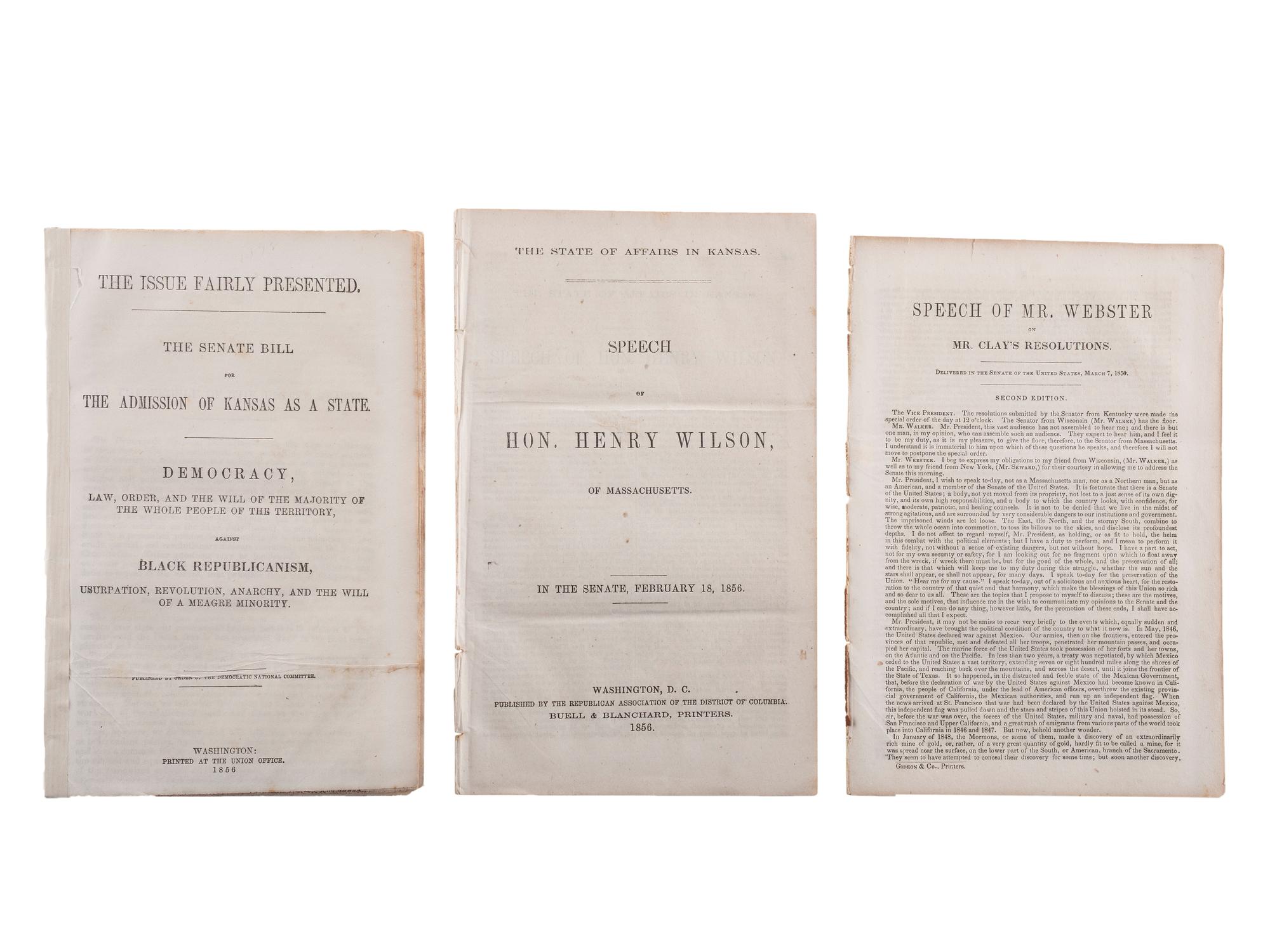 [SLAVERY & ABOLITION]. A broadside and group of pamphlets related to slavery and abolition in Kansas prior to the Civil War, comprising: