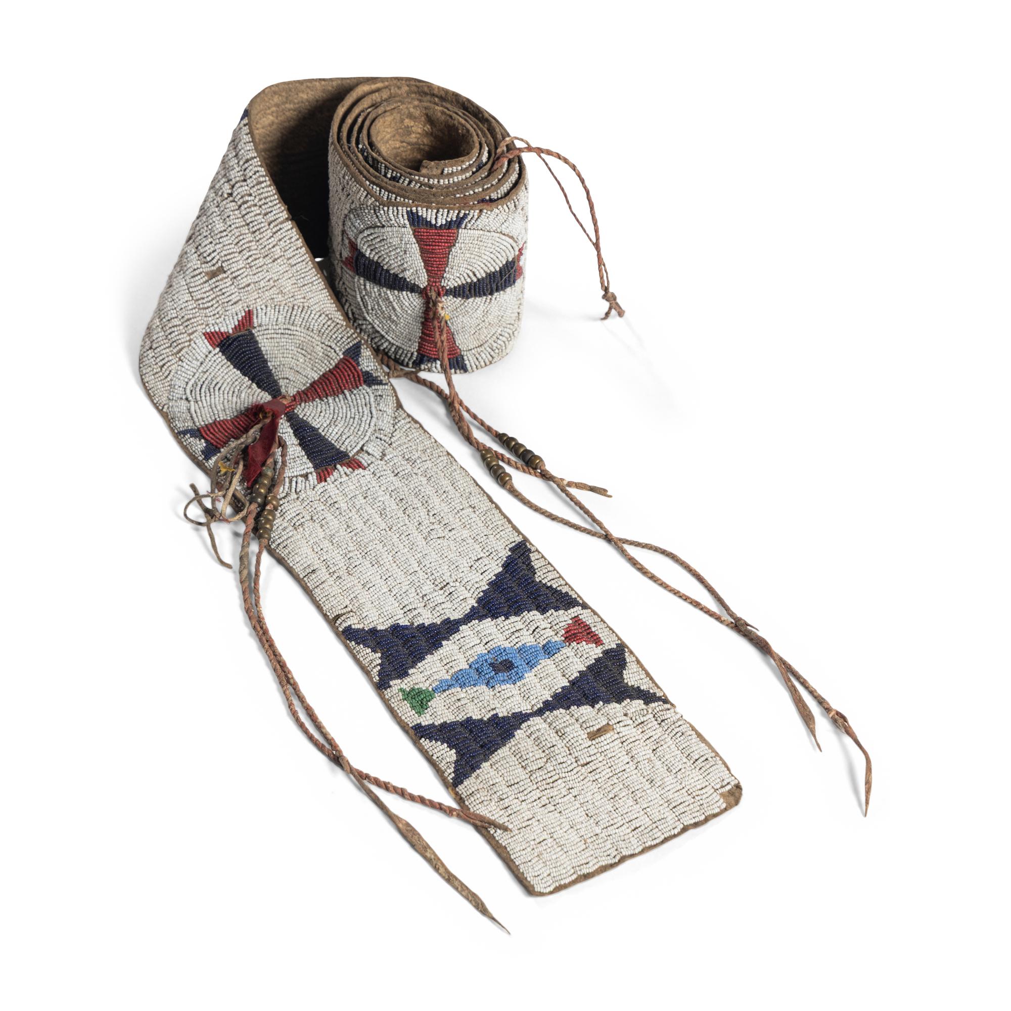 Sioux Beaded Buffalo Hide Blanket Strip