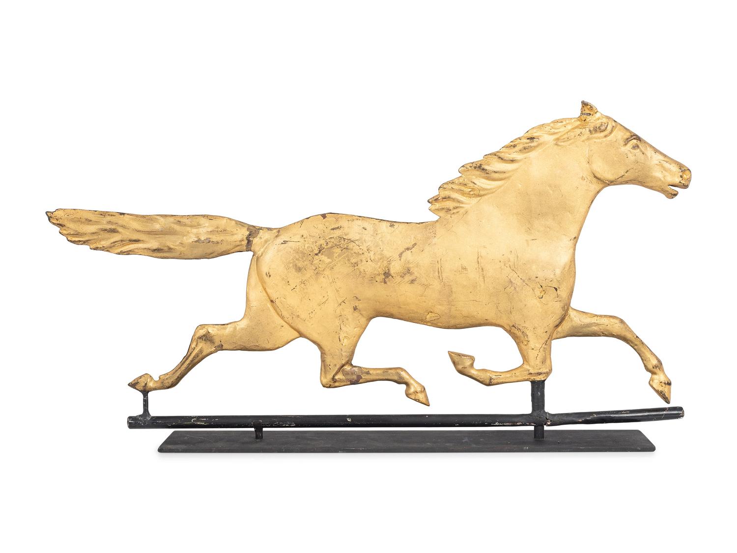 A Molded and Gilt Copper and Cast-Zinc Horse Weathervane