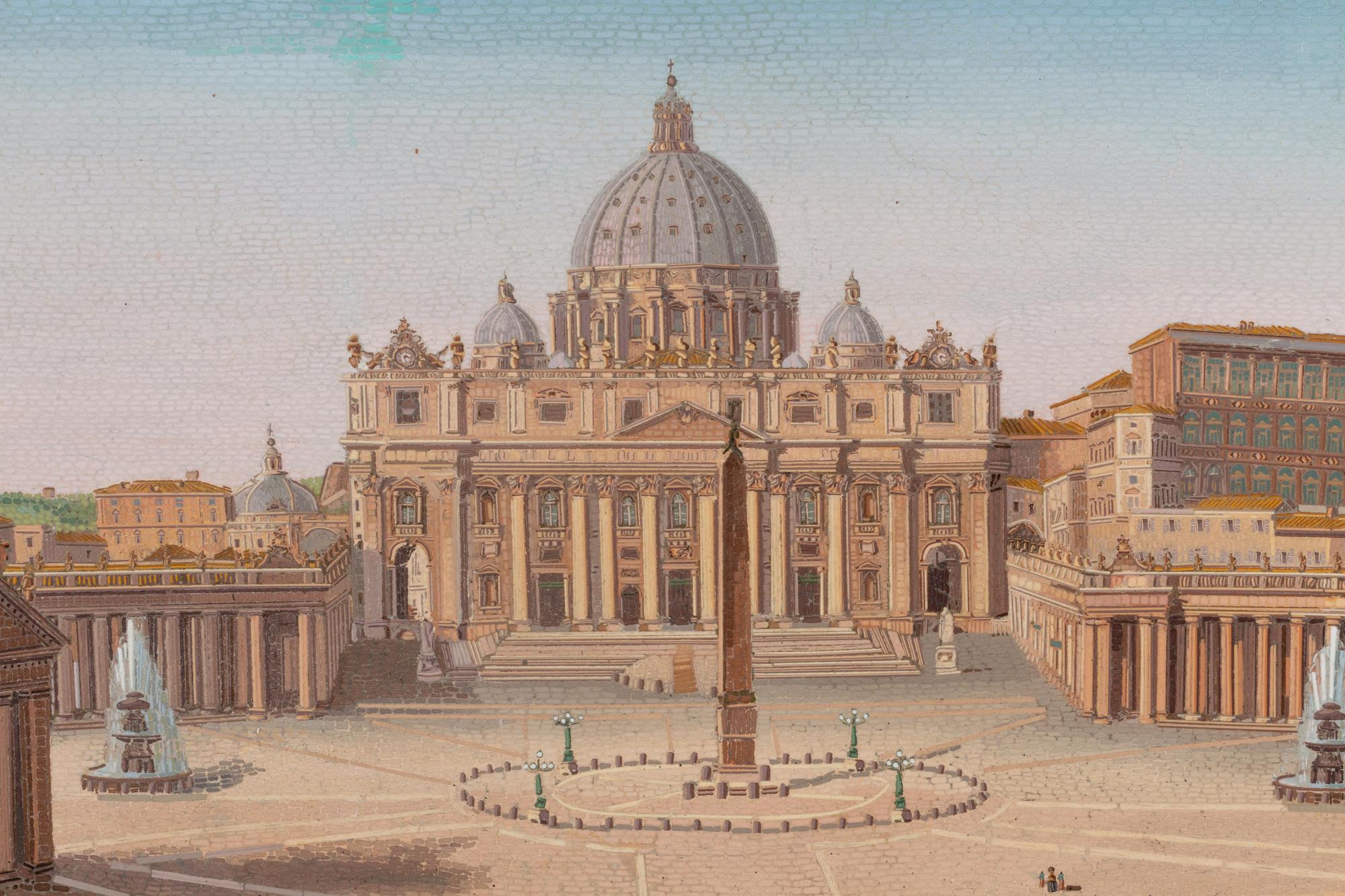 A Large Italian Micromosaic Plaque of Piazza San Pietro