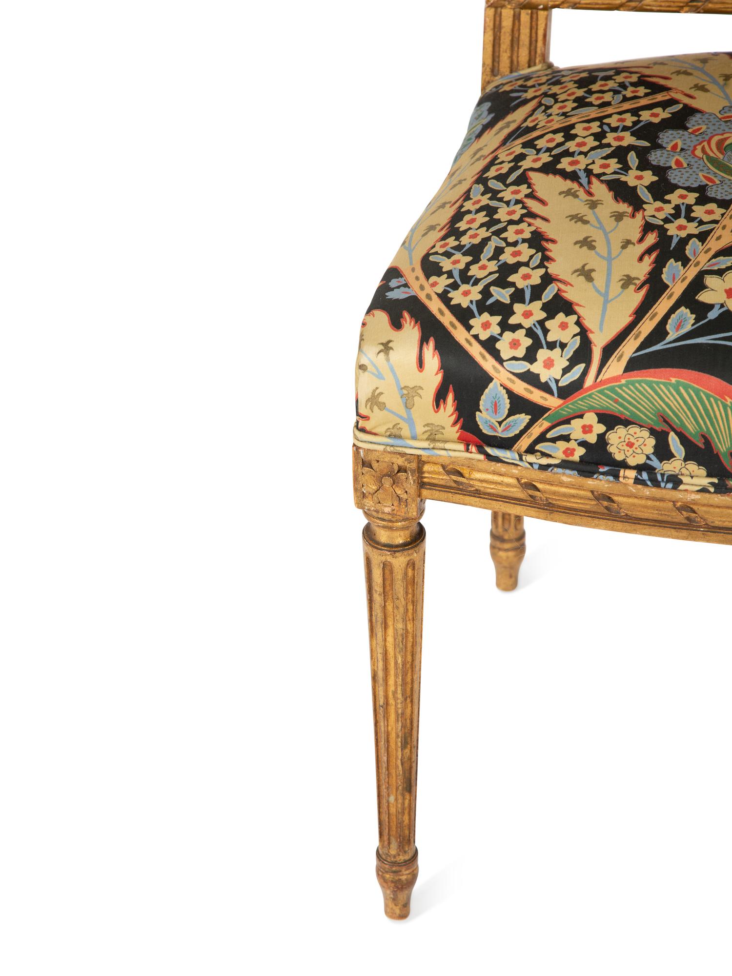 A Louis XVI Style Giltwood Side Chair