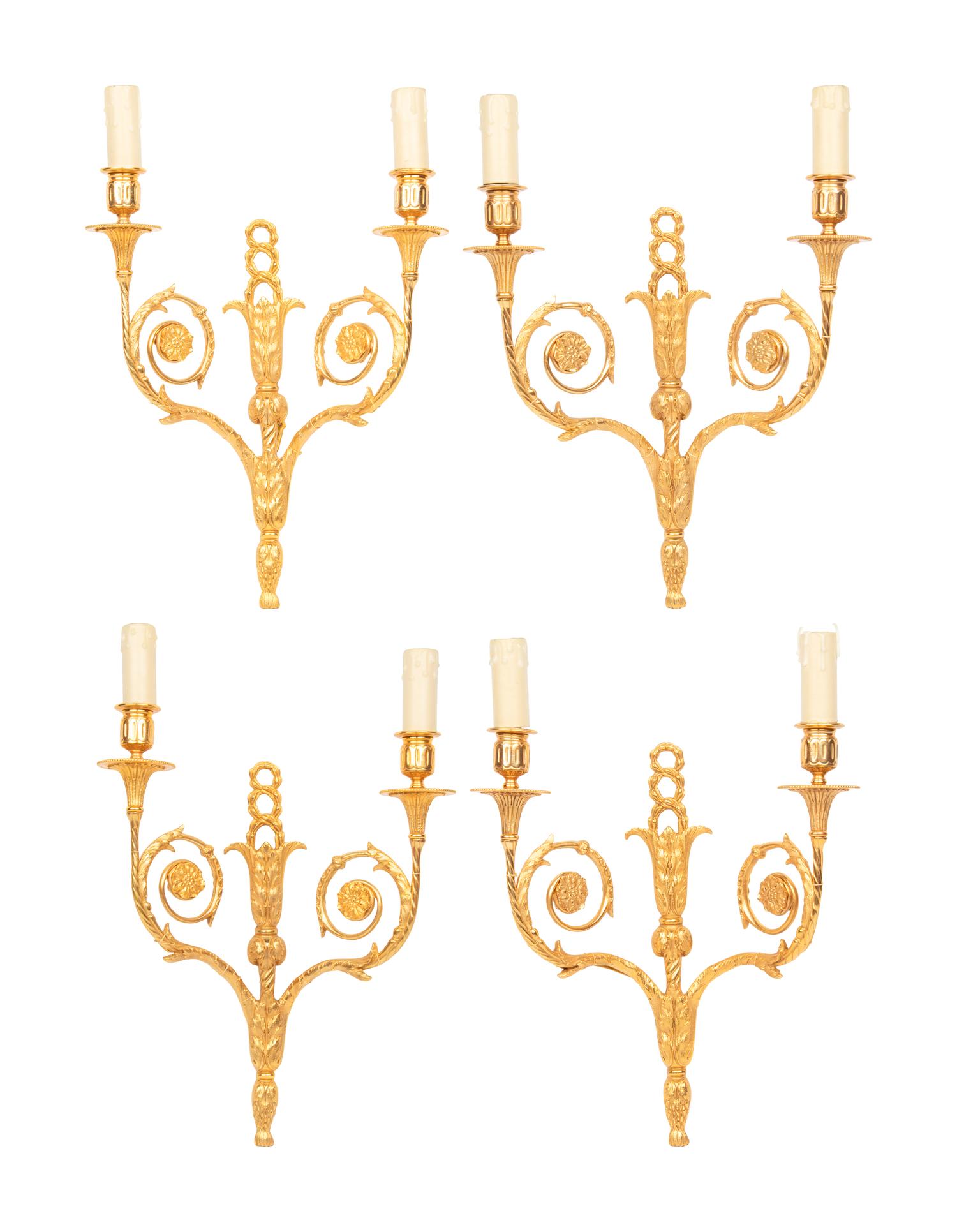 A Set of Four Louis XVI Style Gilt Bronze Sconces