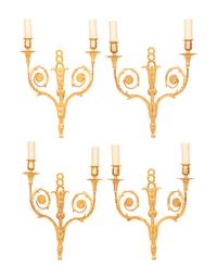 A Set of Four Louis XVI Style Gilt Bronze Sconces