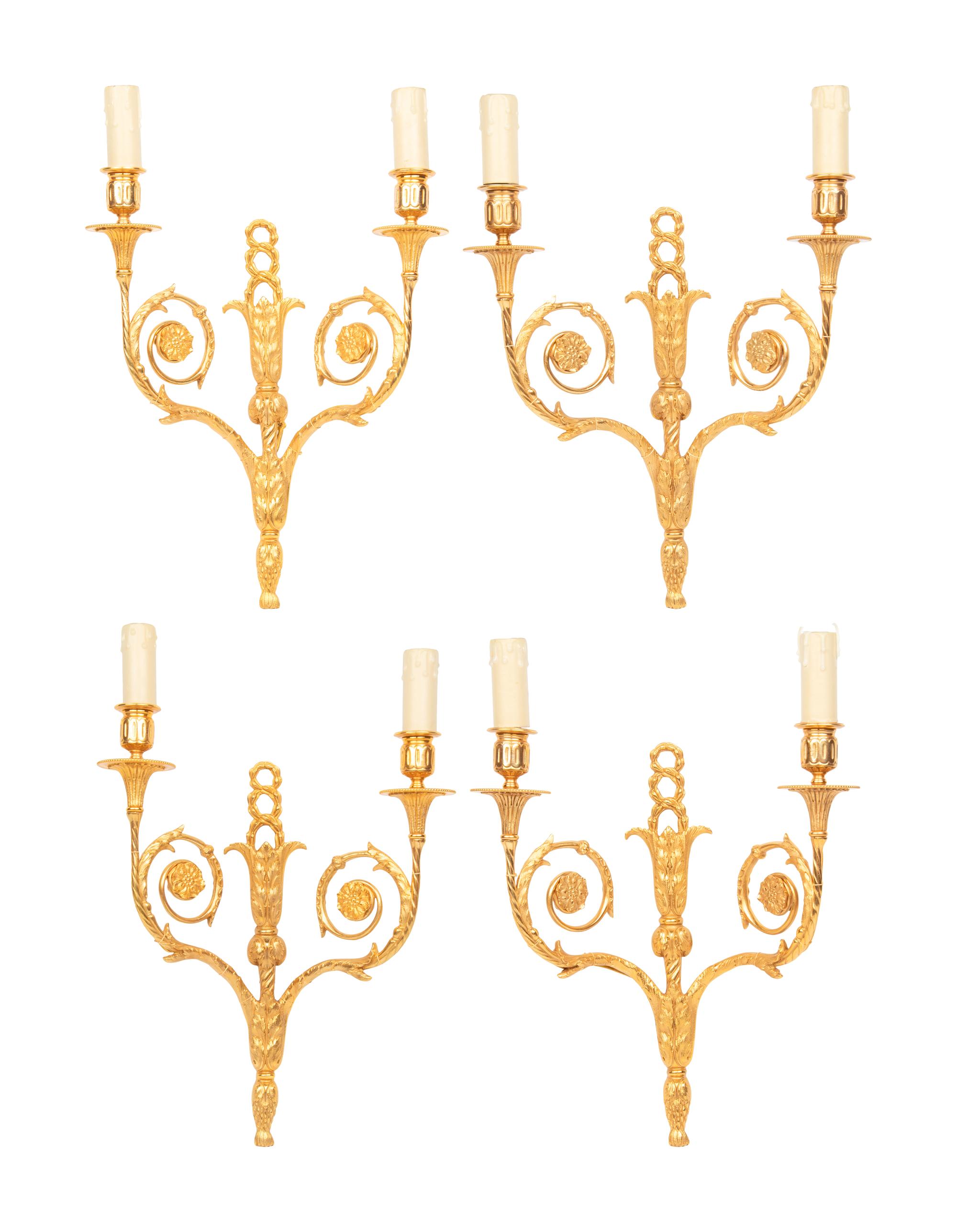 A Set of Four Louis XVI Style Gilt Bronze Sconces