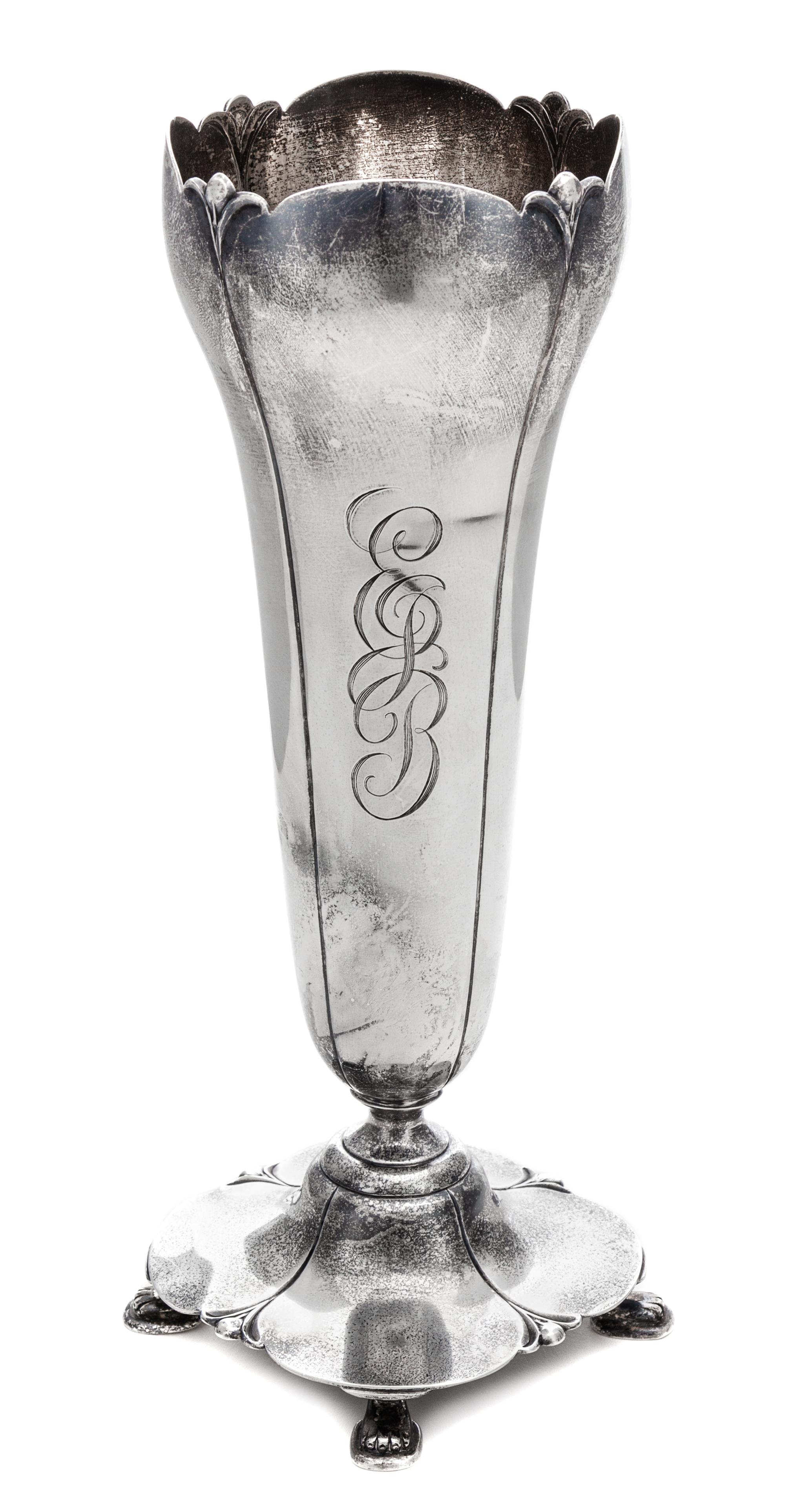 An American Silver Vase, Watson Co., Attleboro, MA, Lotus pattern.