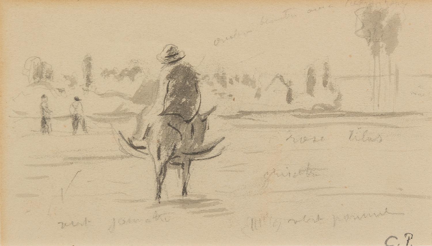 Camille Pissarro, (French, 1830-1903), Untitled (Farmer on Steed)