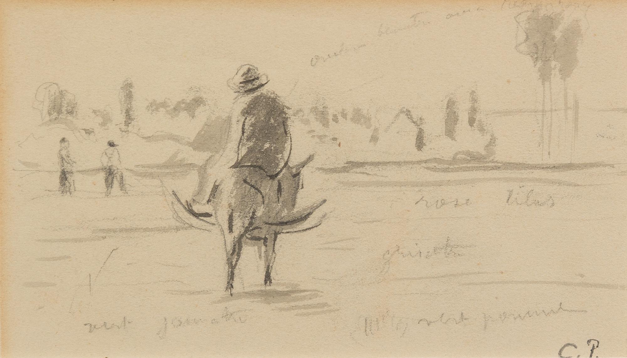 Camille Pissarro, (French, 1830-1903), Untitled (Farmer on Steed)