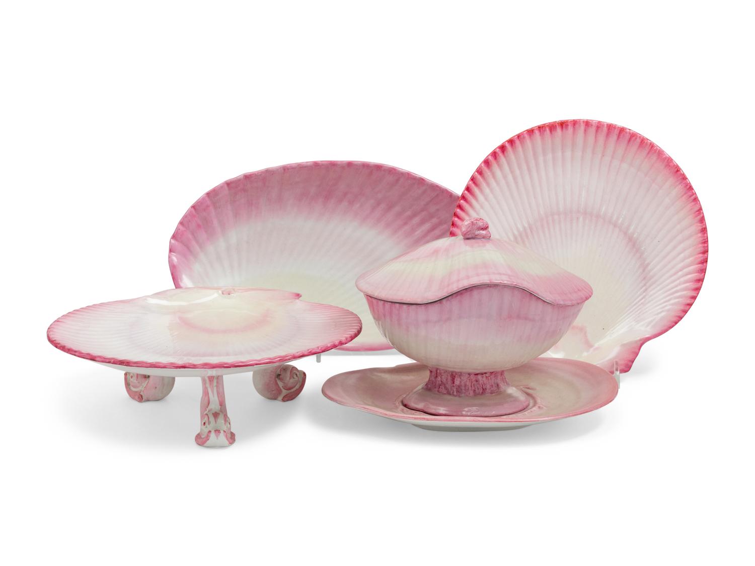 A Wedgwood Pink Nautilus Porcelain Dessert Service