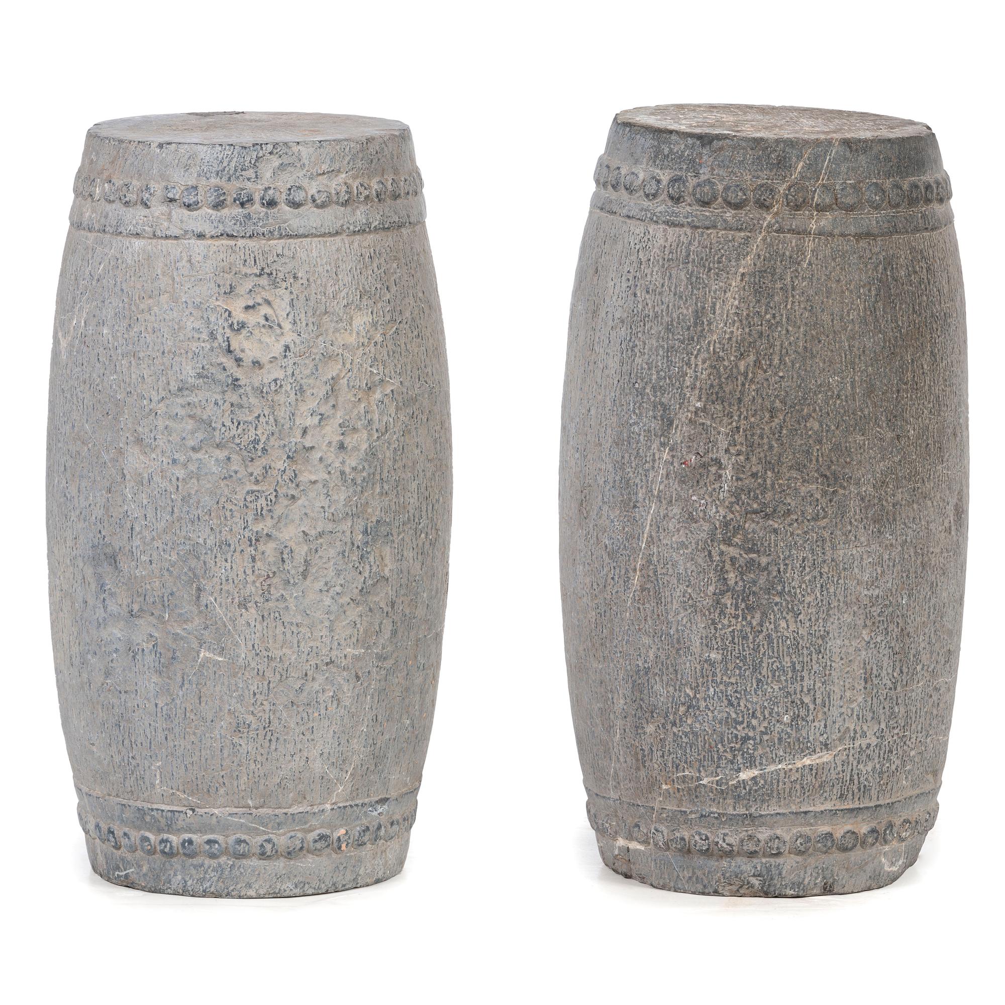 A Pair of Chinese Carved Stone Garden Seats
