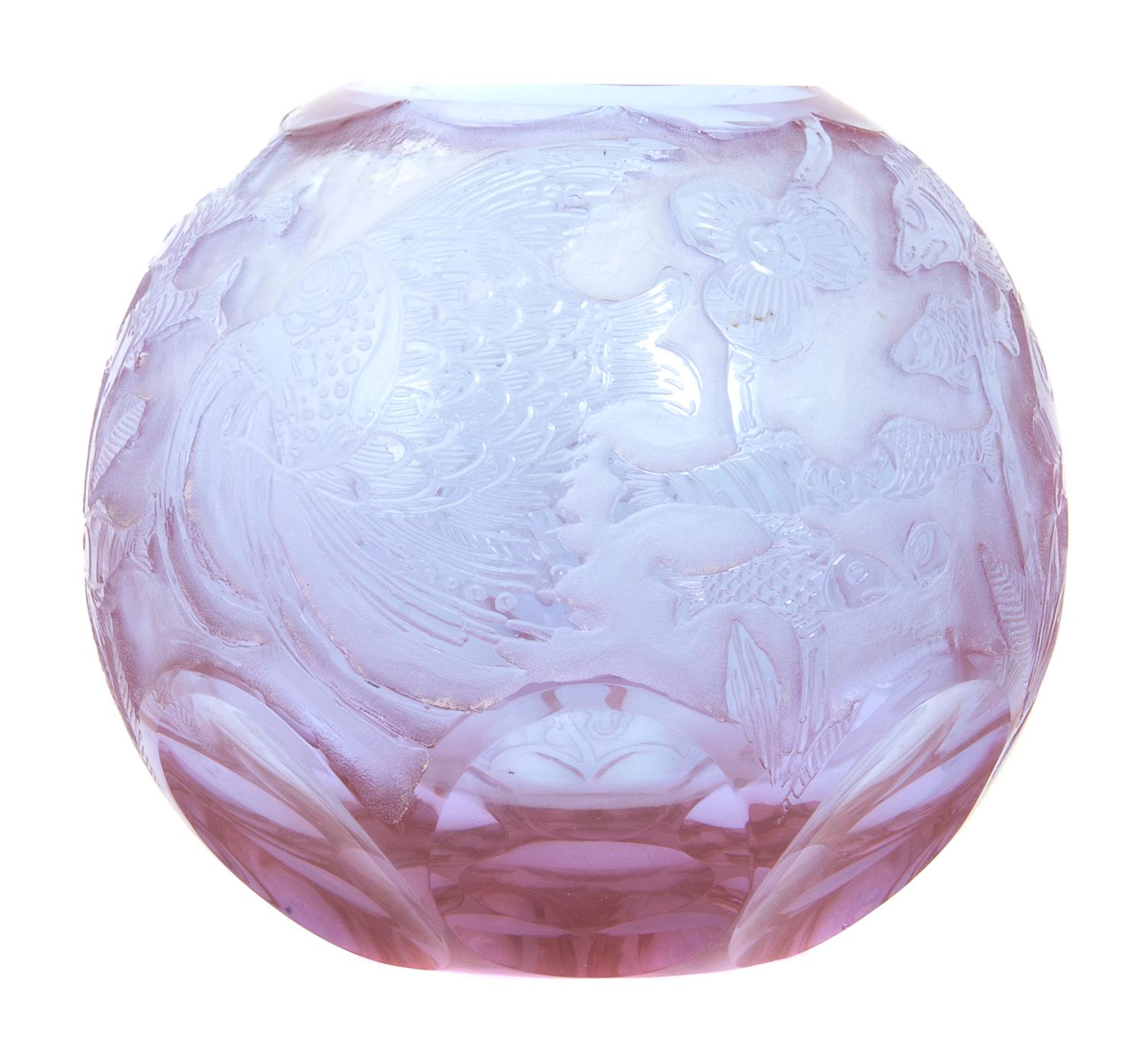A Moser Glass Vase, Height 7 inches.
