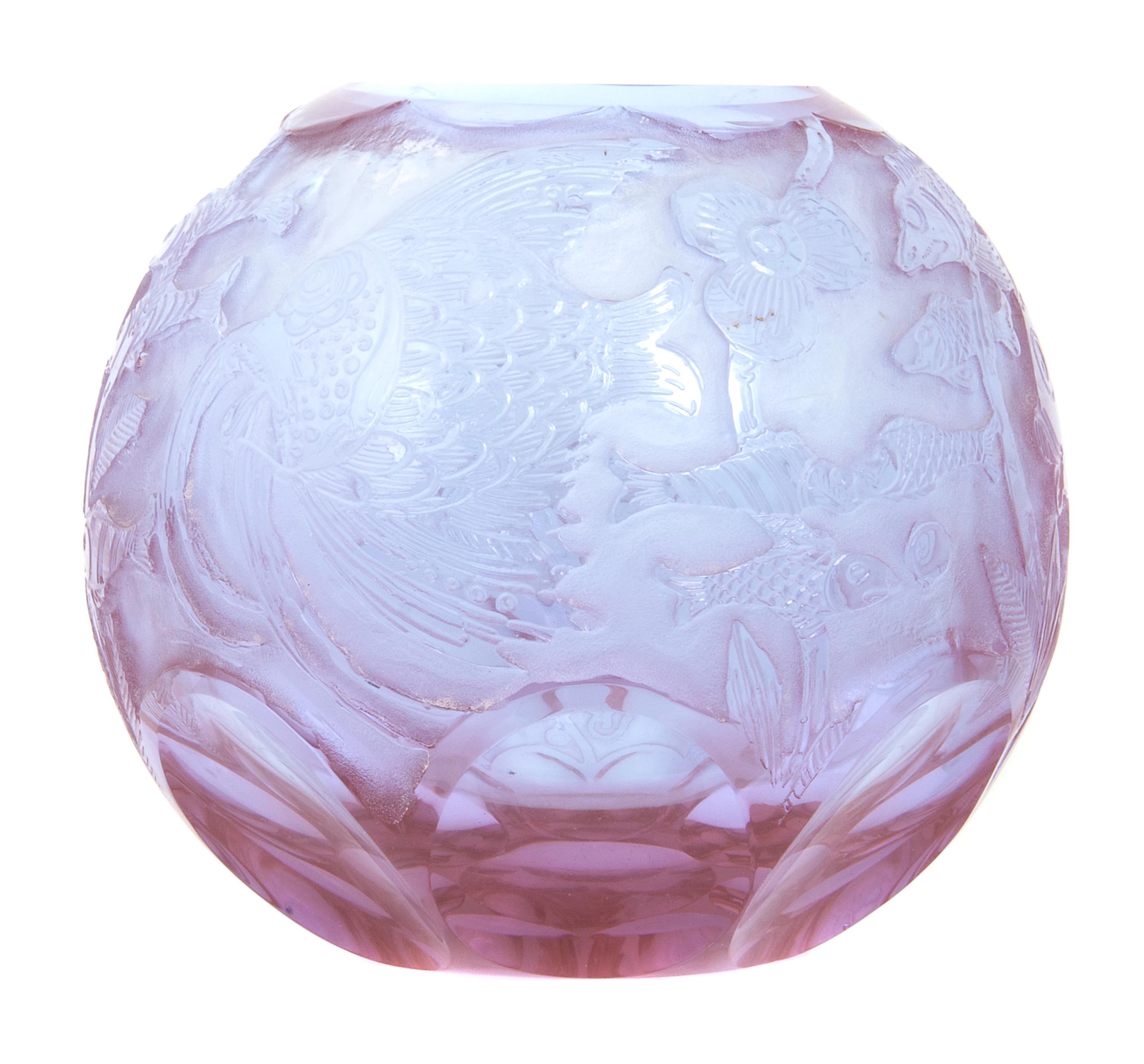 A Moser Glass Vase, Height 7 inches.