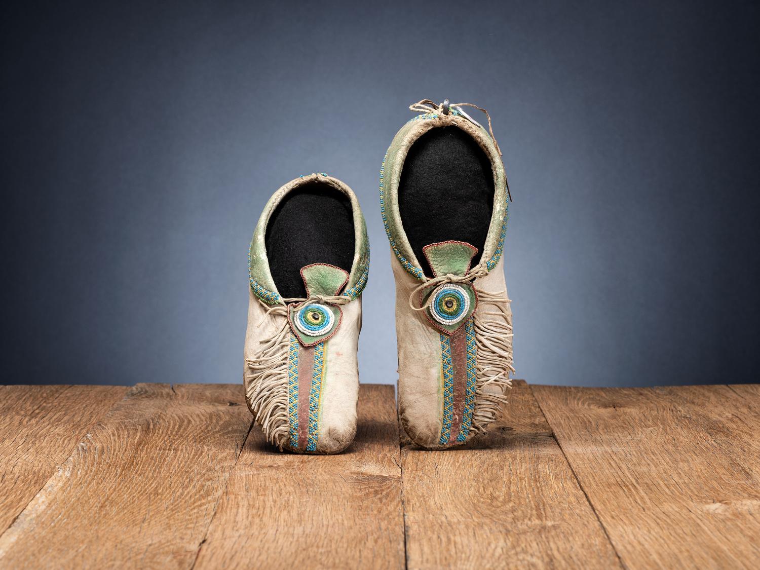 Kiowa Beaded Hide Moccasins