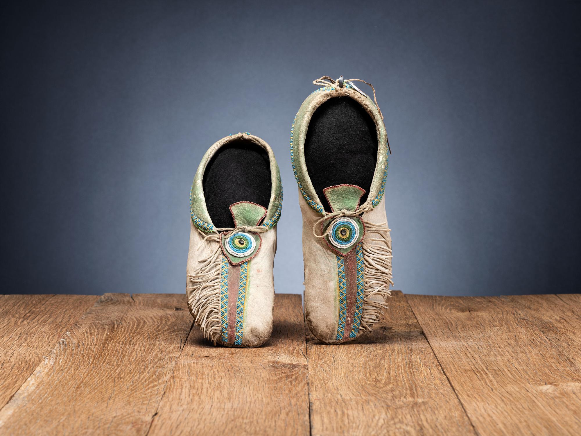 Kiowa Beaded Hide Moccasins