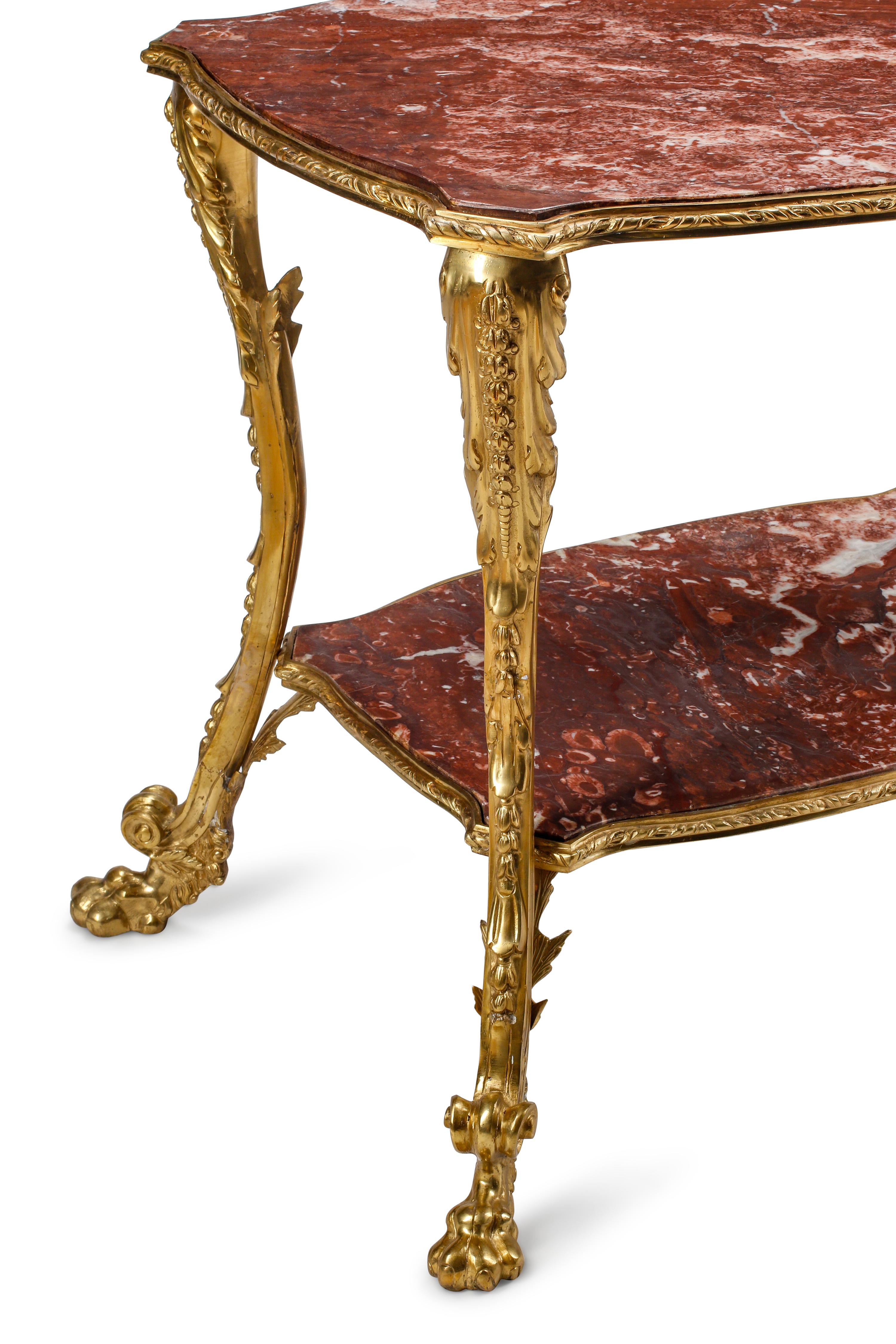 A Louis XV Style Gilt Bronze and Marble Two-Tier Table