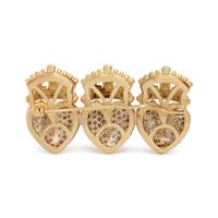 YELLOW GOLD AND DIAMOND TRIPLE CROWNED HEART BROOCH