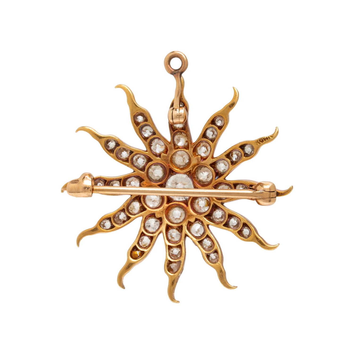 Diamond and Yellow Gold Convertible Brooch