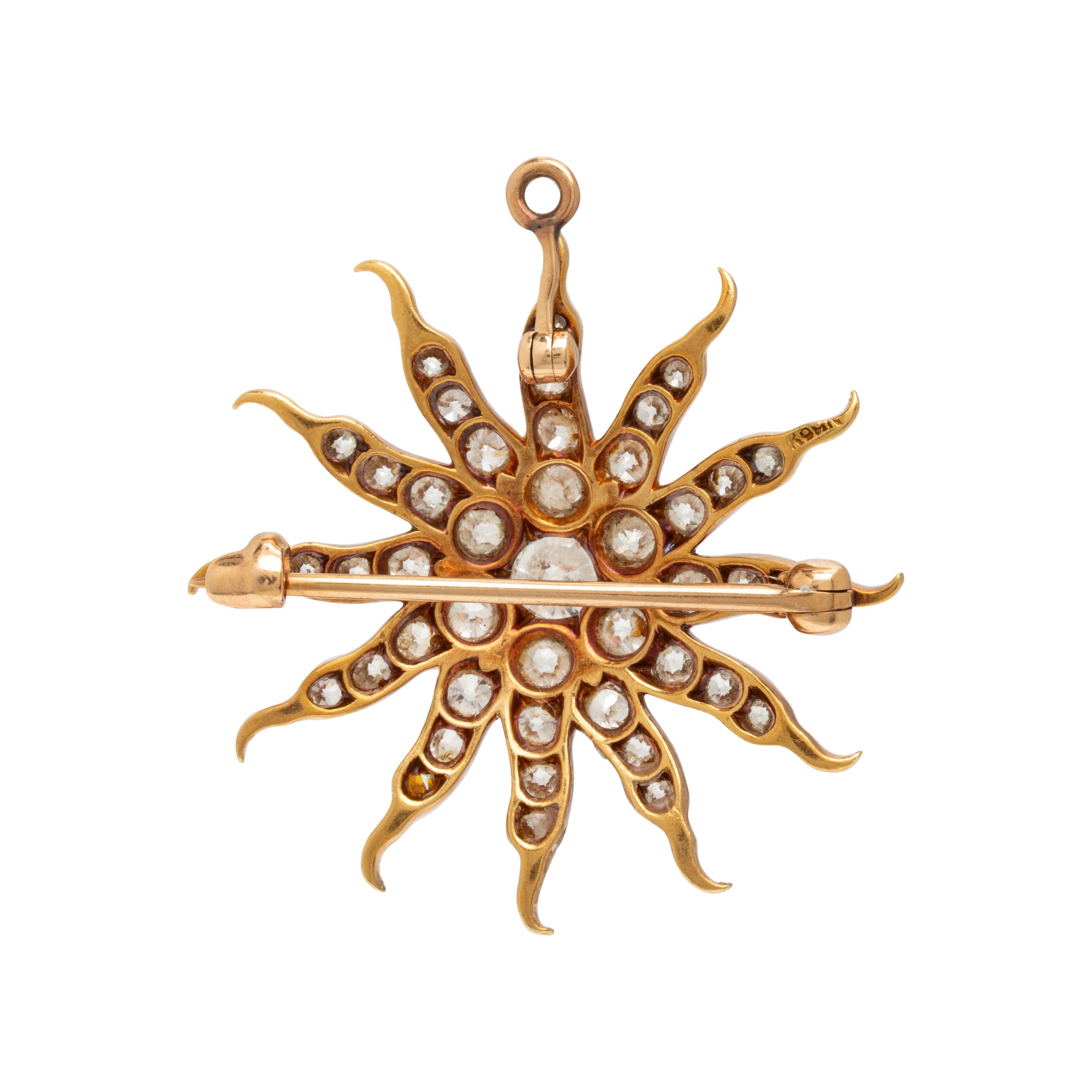 Diamond and Yellow Gold Convertible Brooch