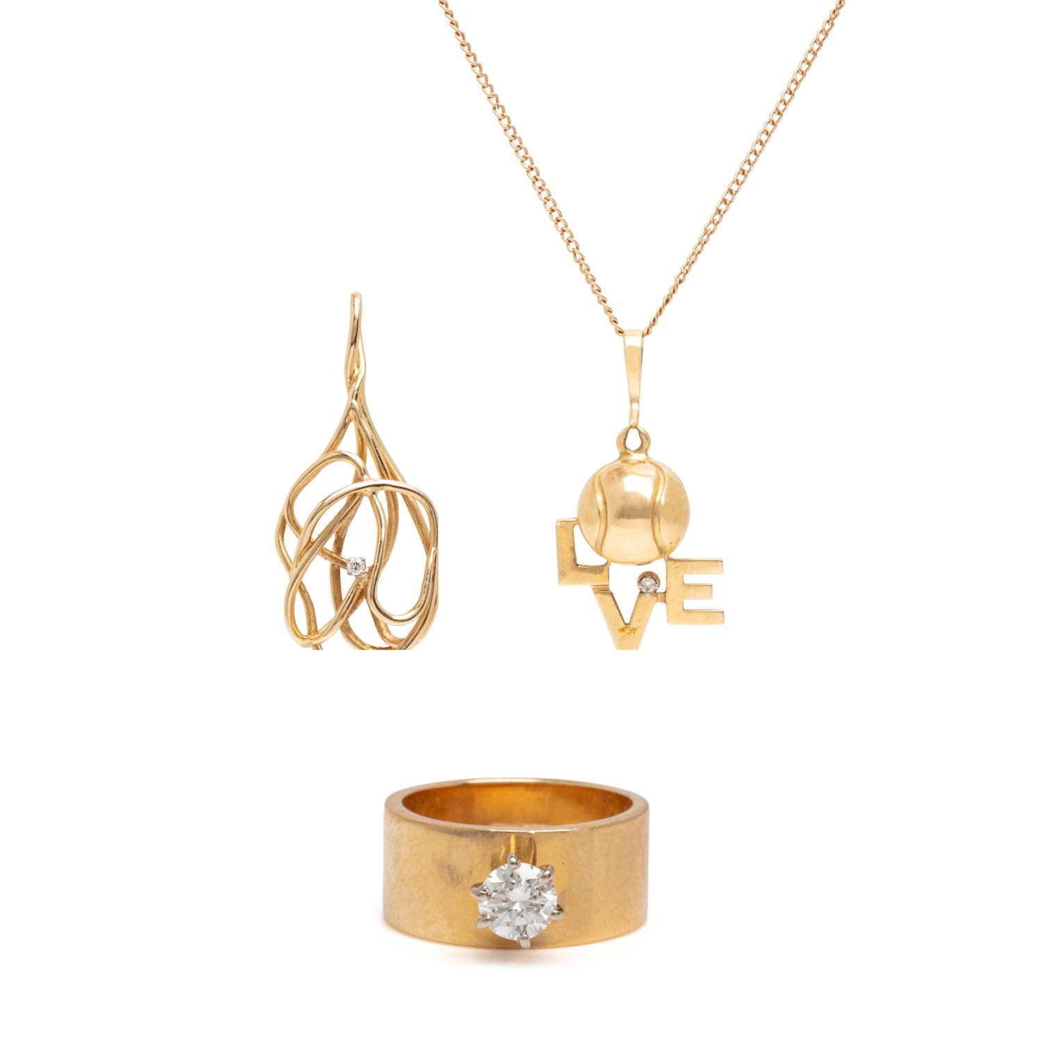 COLLECTION OF YELLOW GOLD AND DIAMOND JEWELRY