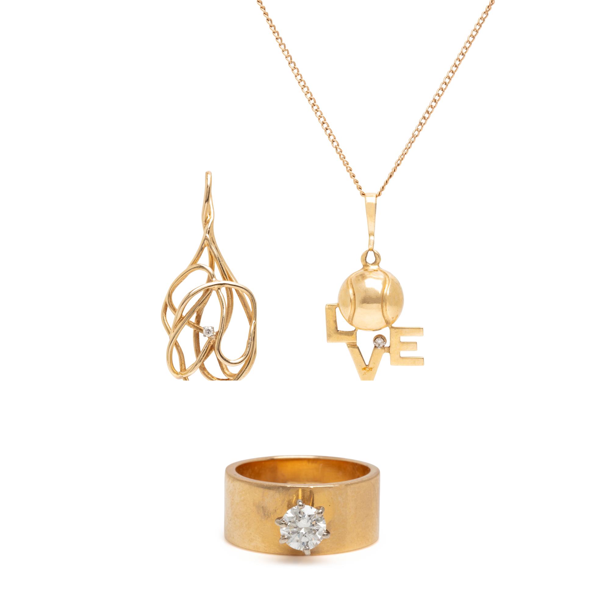 COLLECTION OF YELLOW GOLD AND DIAMOND JEWELRY