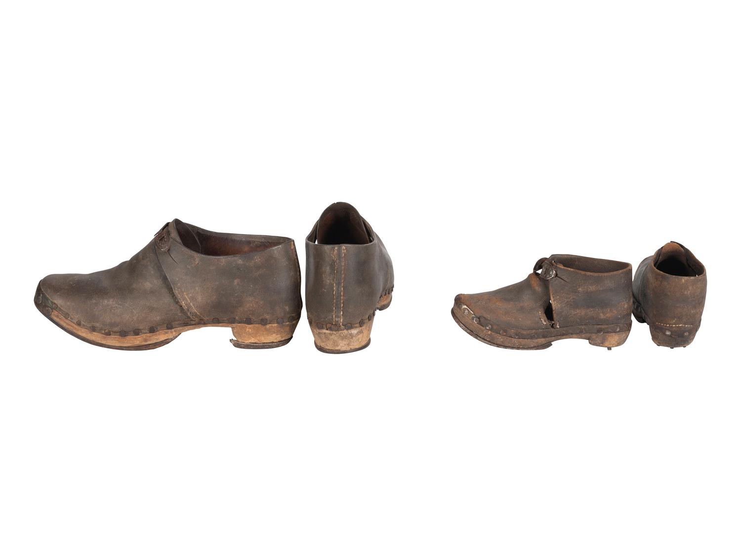 [CIVIL WAR]. Two pairs of Civil War-era southern manufactured shoes, including a scarce salesman's sample.