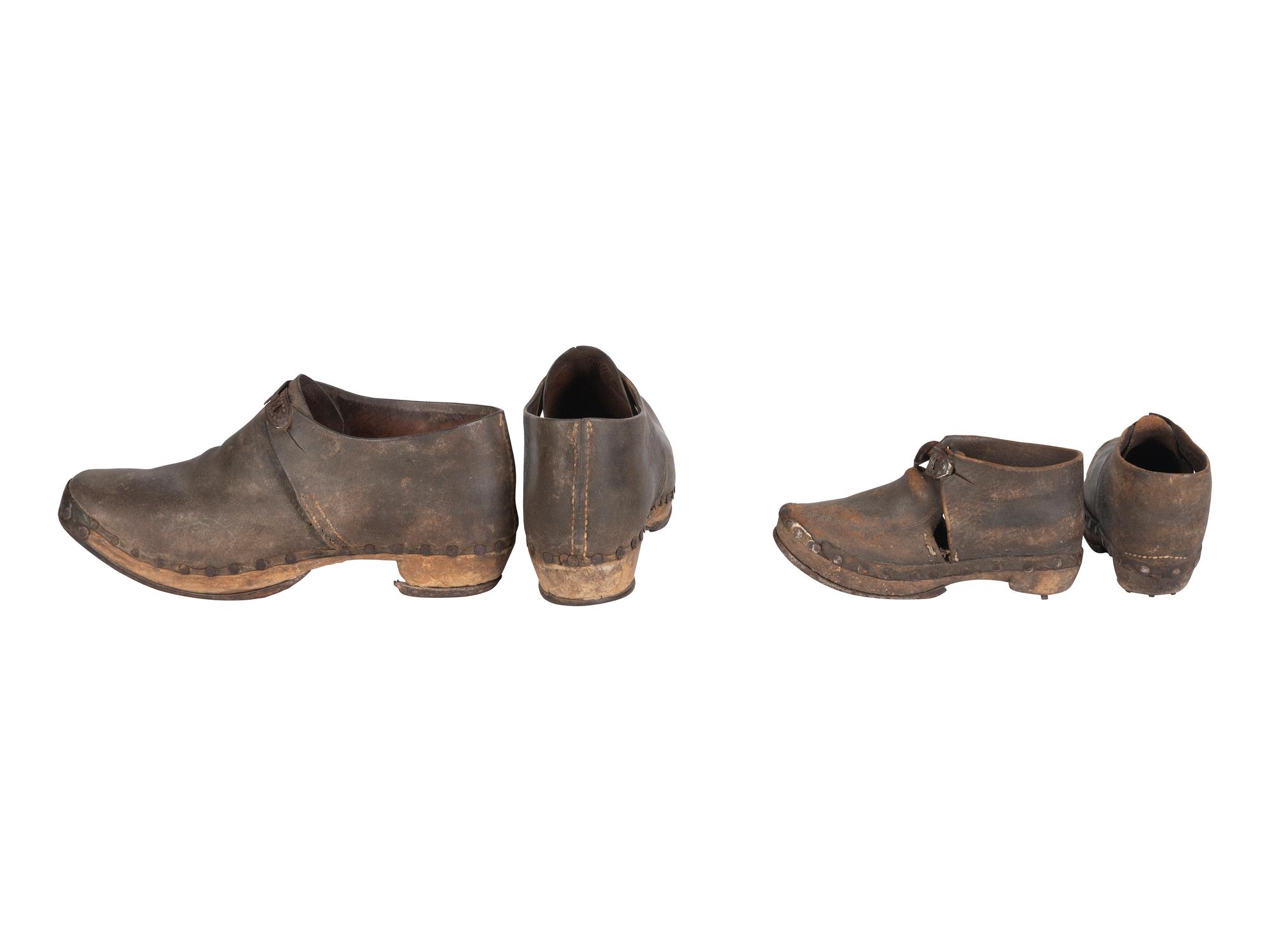 [CIVIL WAR]. Two pairs of Civil War-era southern manufactured shoes, including a scarce salesman's sample.