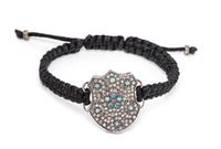 A Silver, Diamond and Treated Diamond Cord Bracelet, 5.80 dwts.