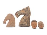 Four Chinese Pottery Heads