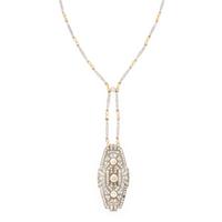 Diamond, Platinum, and Bicolor Gold Necklace