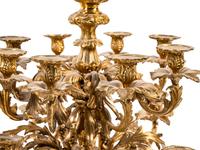A Pair of Continental Gilt Metal Sixteen-Light Candelabra