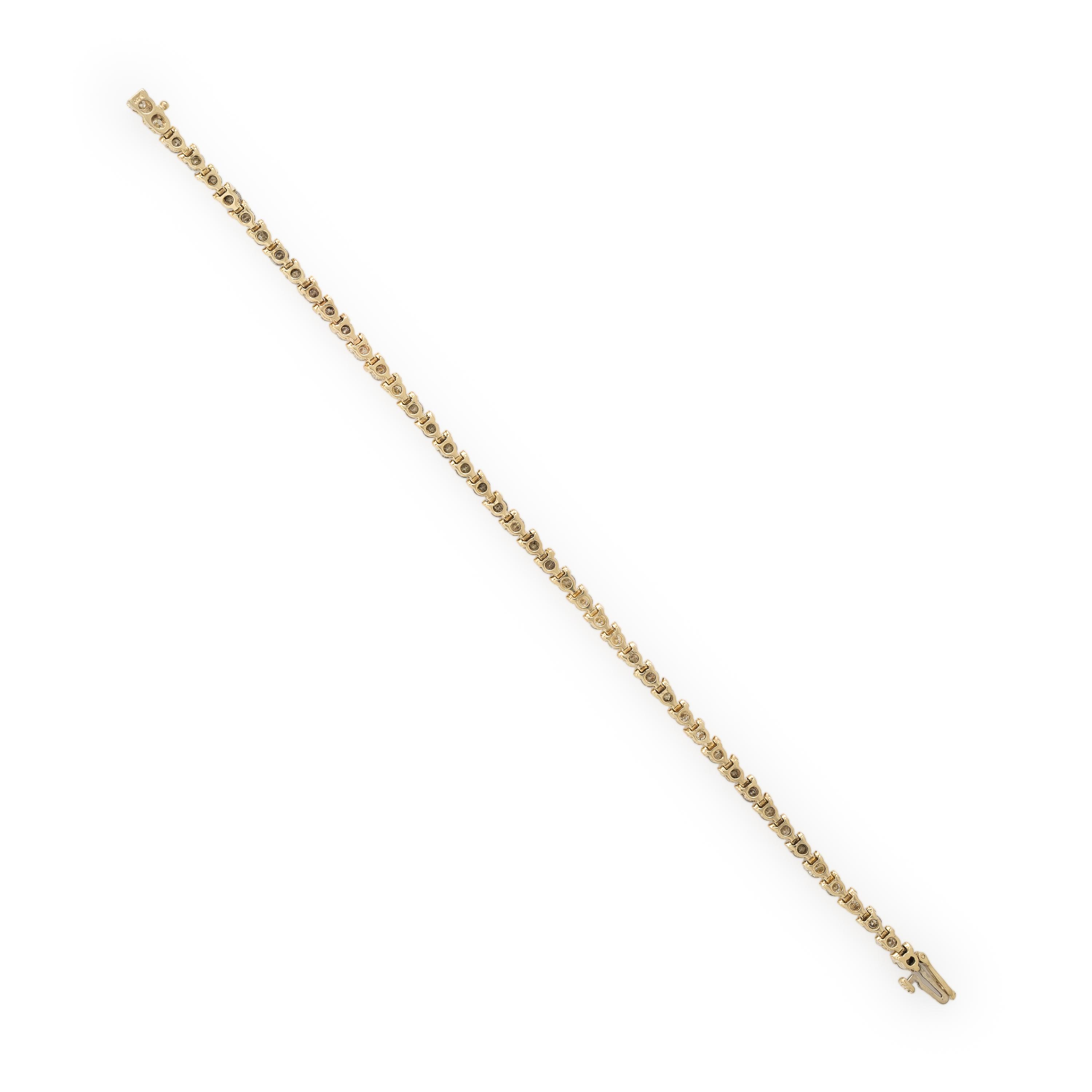Diamond and Yellow Gold Line Bracelet