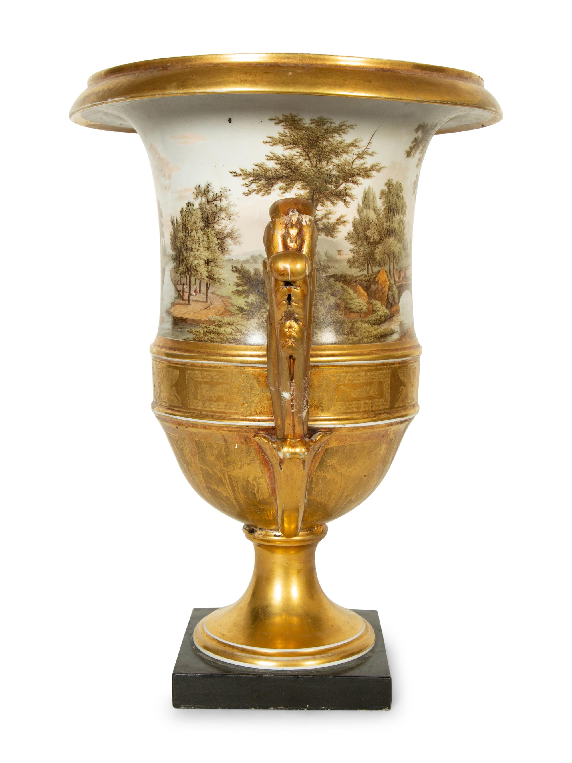 A Large English Porcelain Topographical Urn