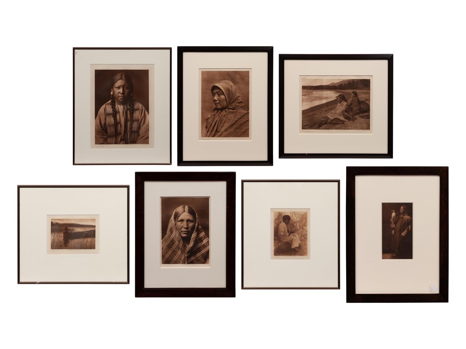 Seven photogravures: Cheyenne Girl, Nespilim Woman , Homeward Bound, An Isleta Boy, On the Shores at Nootka , Puget Sound Type , Running Fisher - Atsina