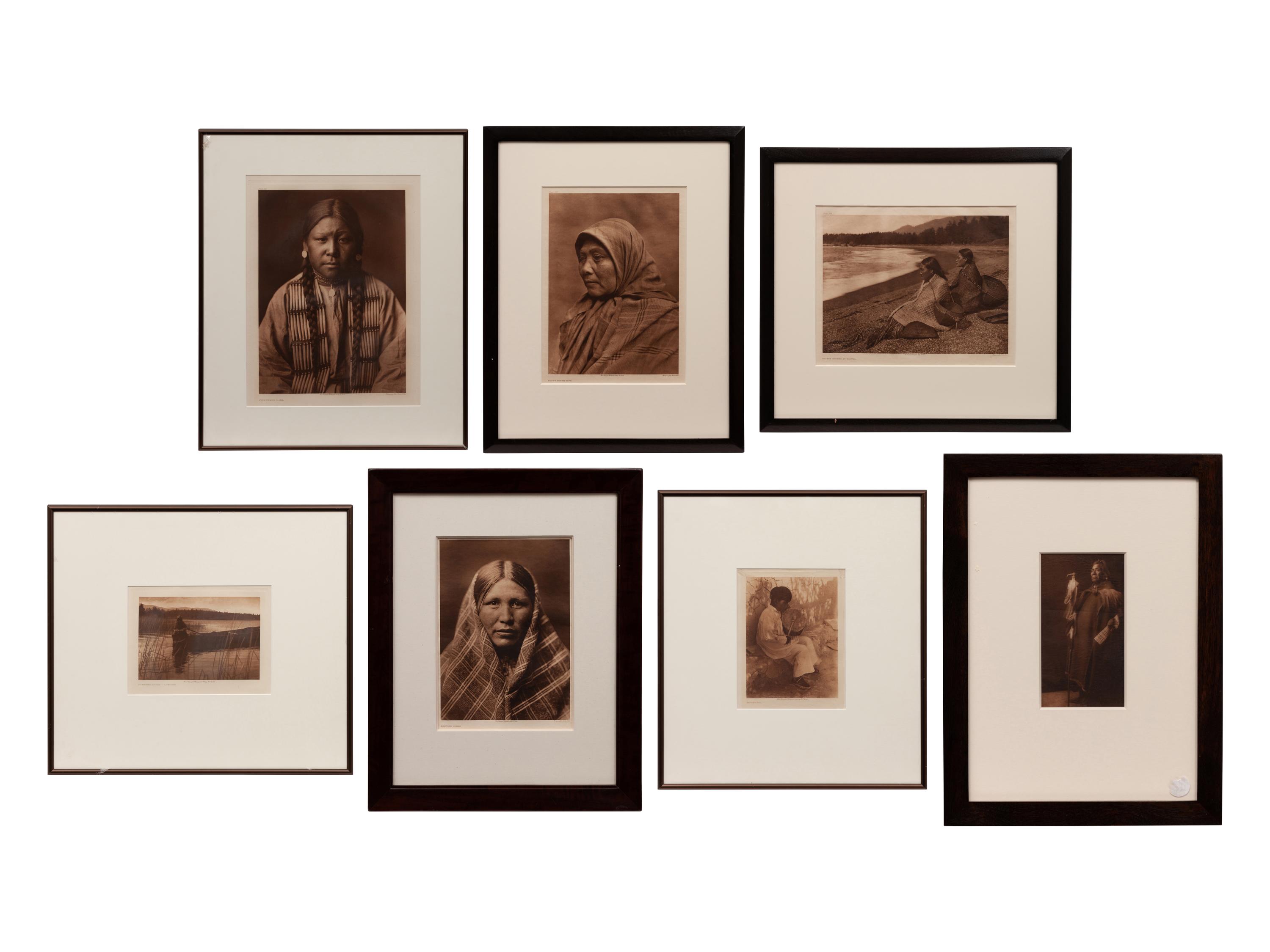 Seven photogravures: Cheyenne Girl, Nespilim Woman , Homeward Bound, An Isleta Boy, On the Shores at Nootka , Puget Sound Type , Running Fisher - Atsina