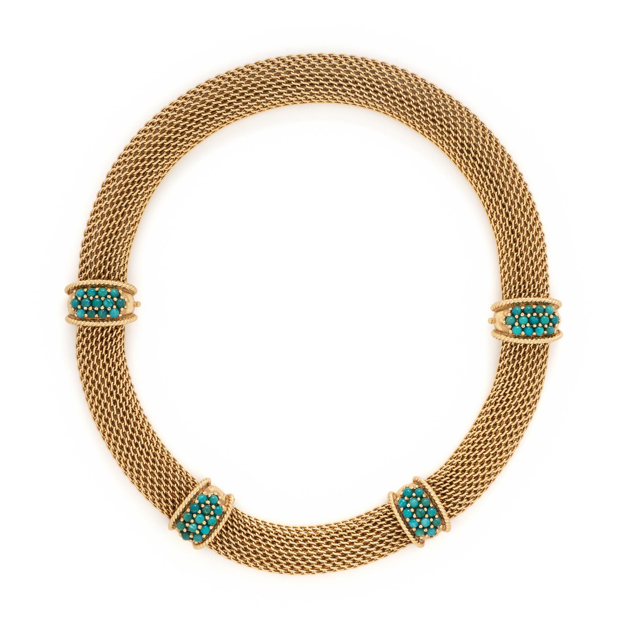 Yellow Gold and Turquoise Convertible Necklace