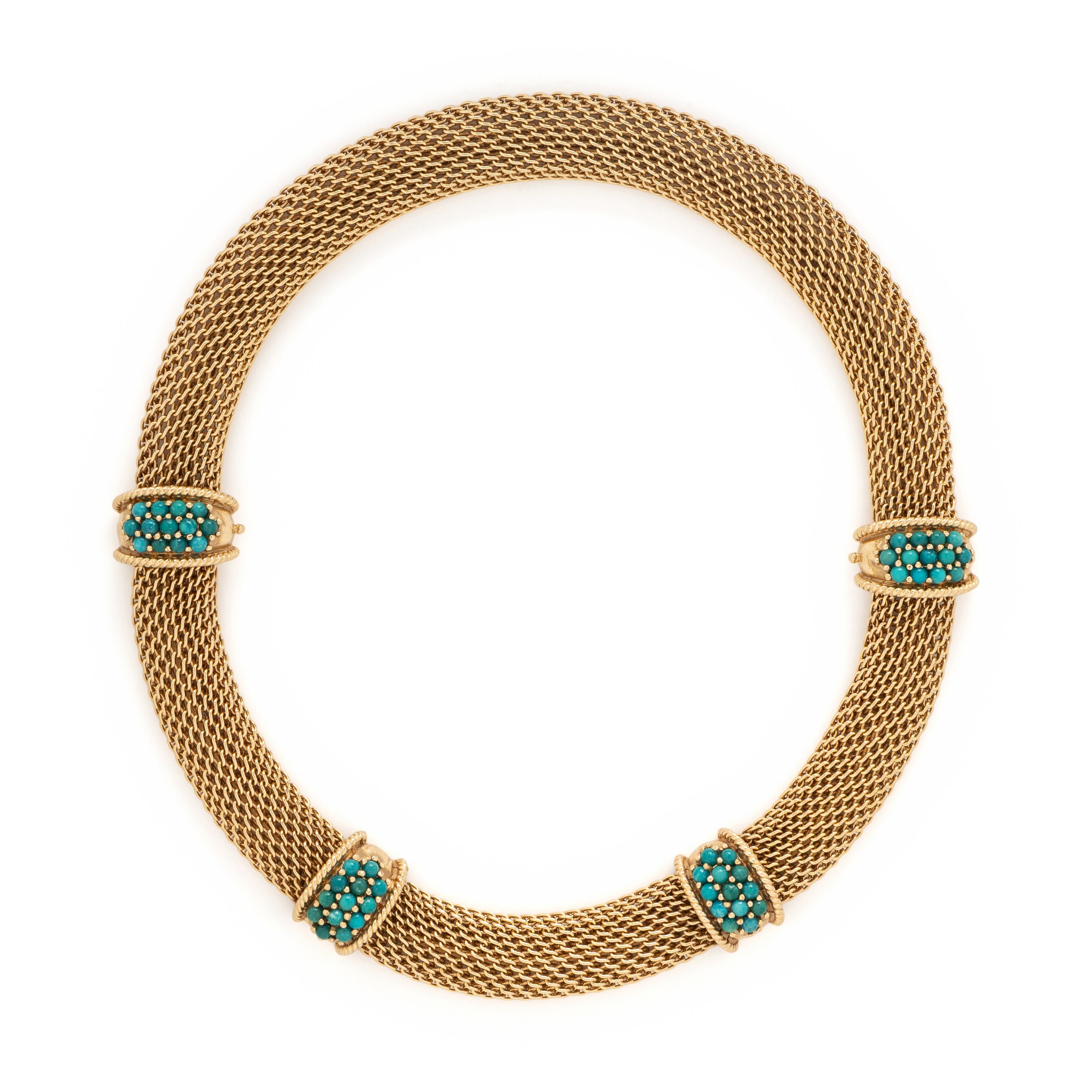 Yellow Gold and Turquoise Convertible Necklace