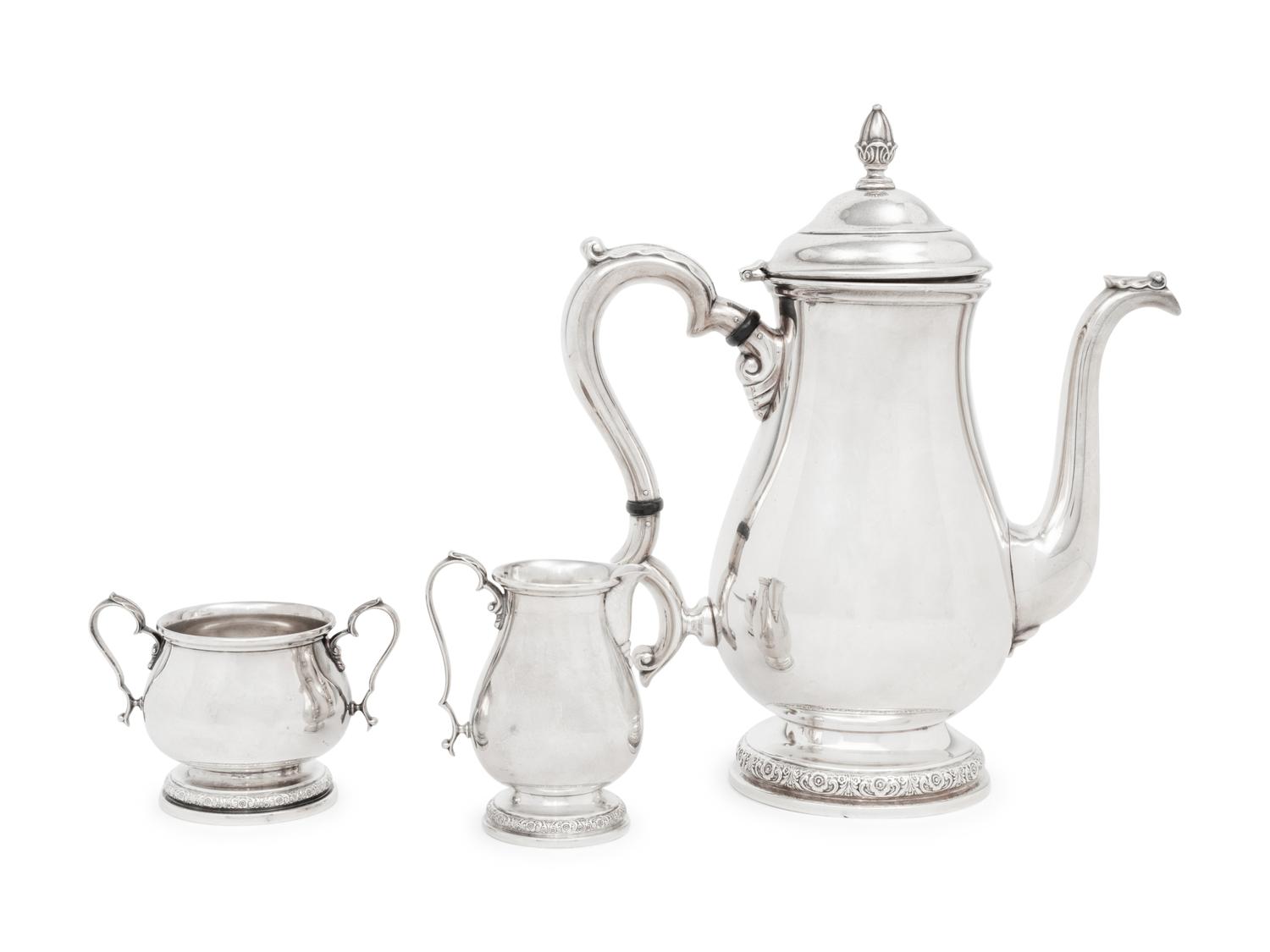 An American Silver Three-Piece Coffee Service