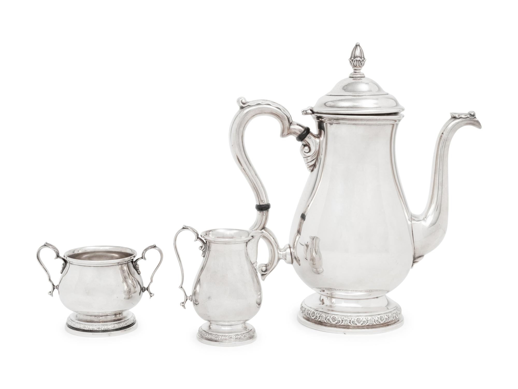 An American Silver Three-Piece Coffee Service