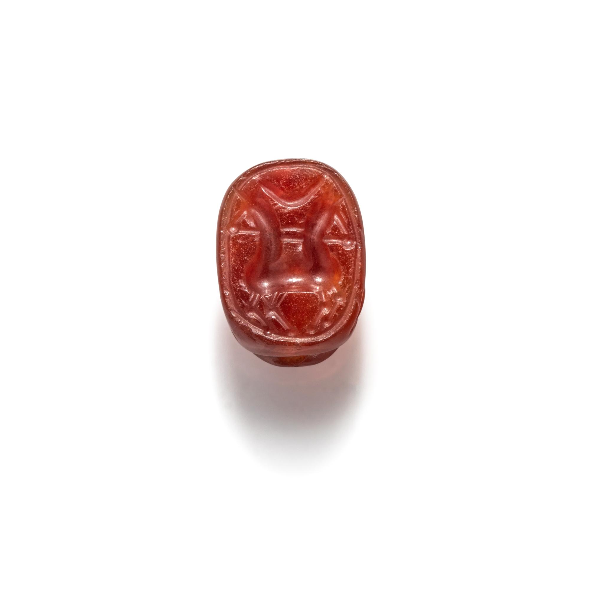 An Etruscan Carnelian Scarab with a Biga Chariot