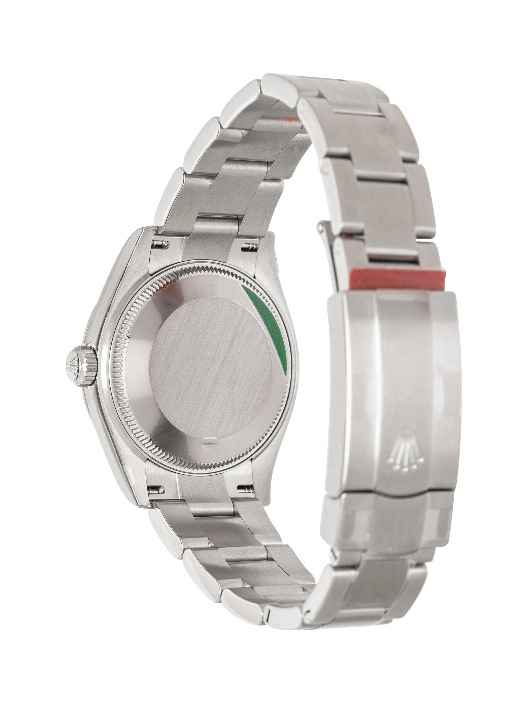 ROLEX, REF. 277200 STAINLESS STEEL 'OYSTER PERPETUAL' WITH GREEN DIAL, BOX & PAPERS