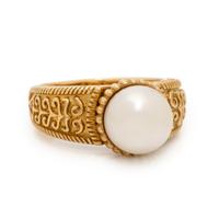 Bach, Yellow Gold and Cultured Pearl Ring