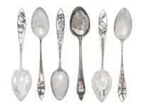 A Set of Twelve American Silver Souvenir Spoons, Watson Co., Attleboro, MA, each of Florida interest with a pierced handle, comprising